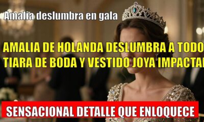 Amalia DESLUMBRA en la cena de gala alemana con su tiara de boda y vestido joya