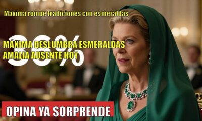 Máxima de Holanda LUCE con esmeraldas y turbante para agenda institucional
